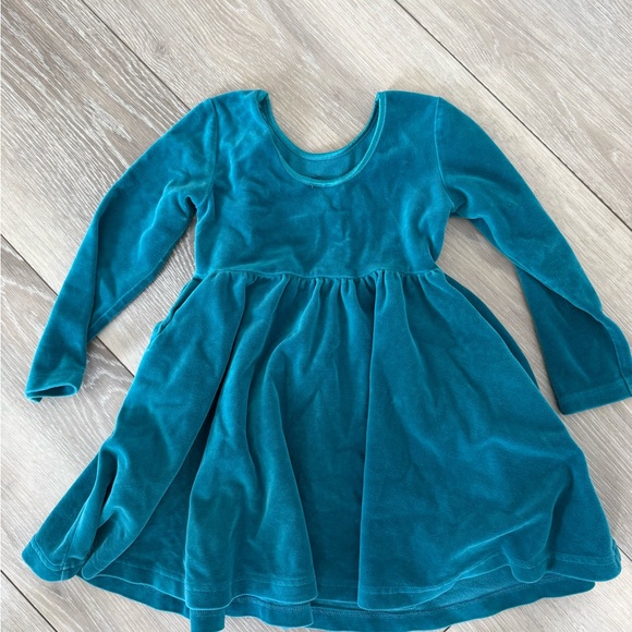 Hanna Andersson Teal Long Sleeve Velvet Dress - Picture 2 of 3